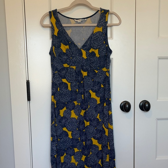 Boden Dresses & Skirts - Boden Blue and Yellow Patterned V-Neck Midi Sixe US10